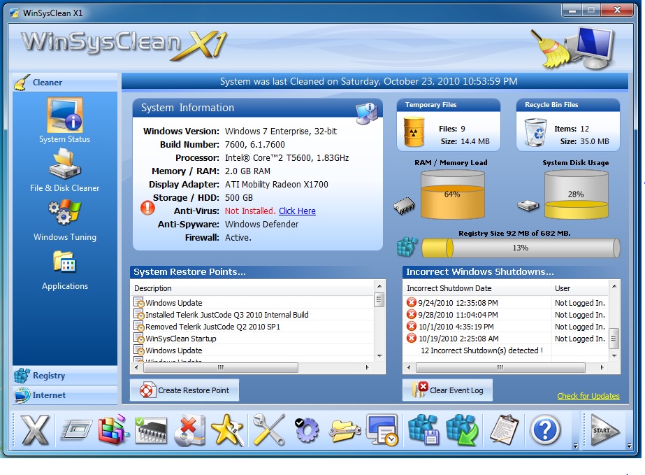 Windows System Cleaner - Screenshot