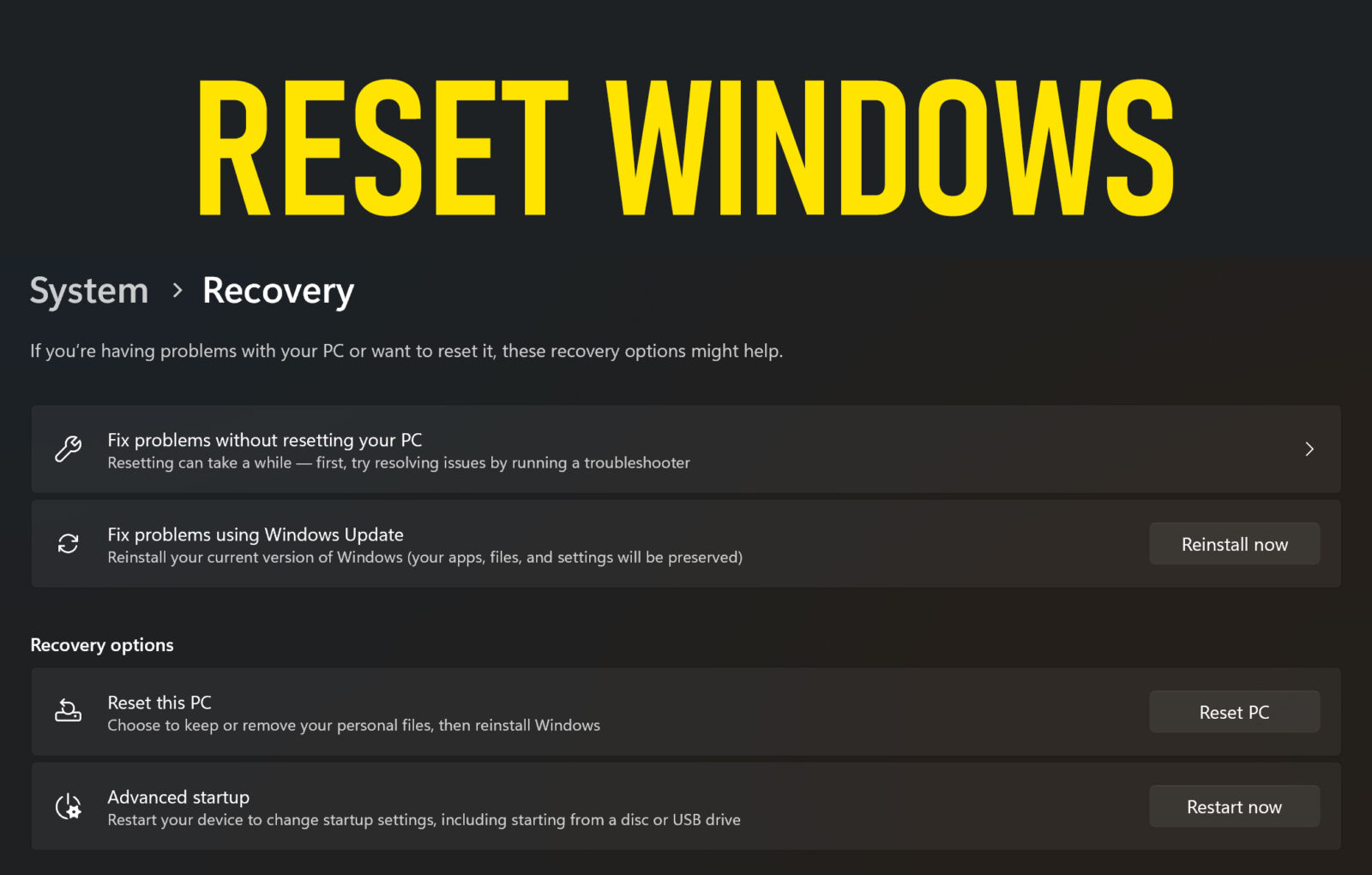 Reset Windows 11